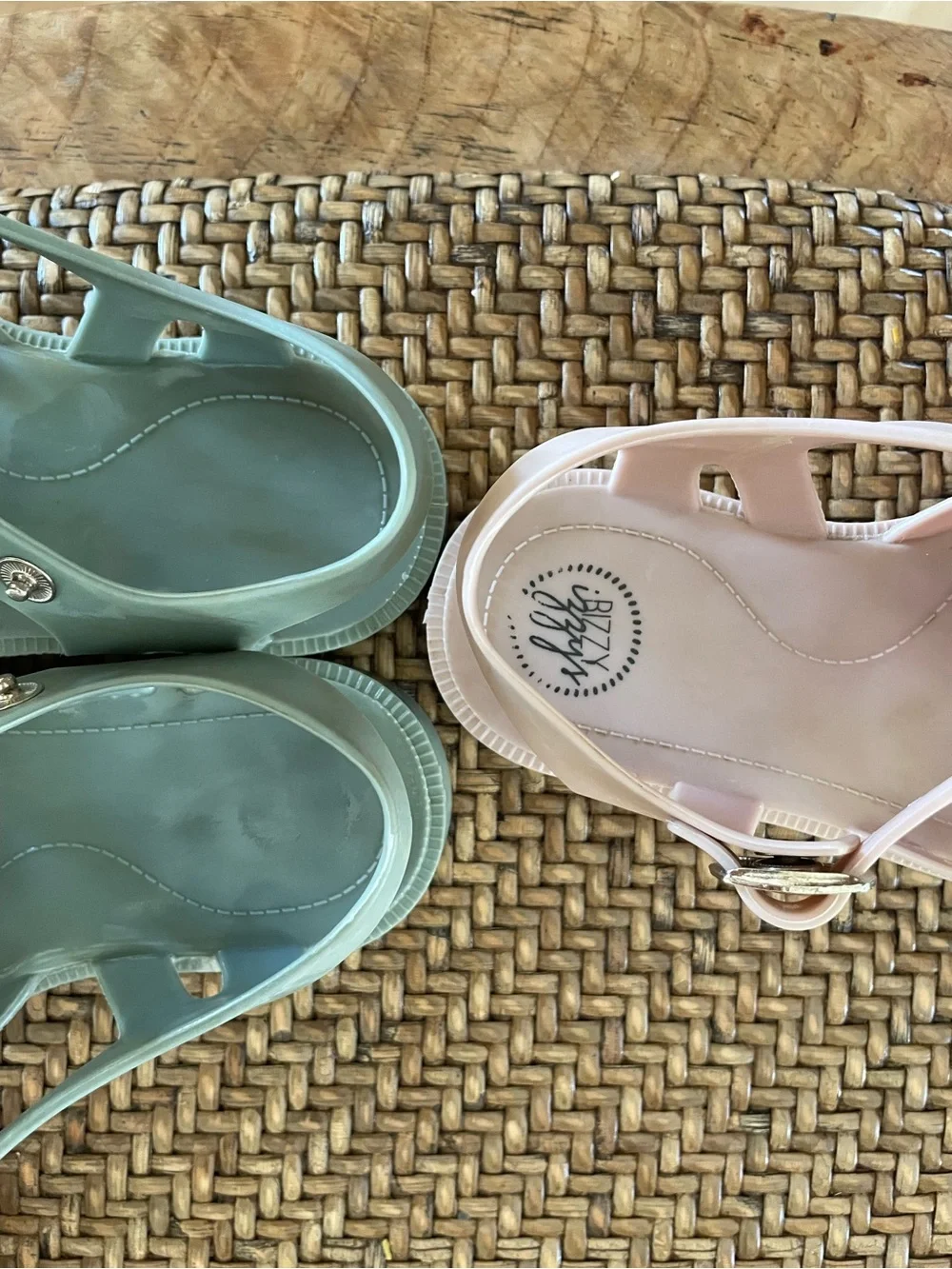Kids' Braided Jelly Sandals in Sage Green approximately size 10